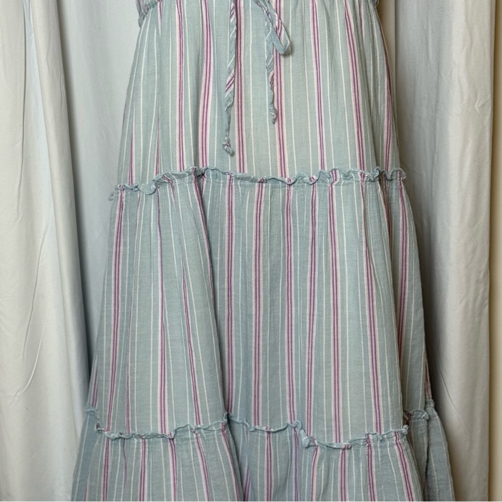 Rails Juni Placid Stripe Midi Dress Tiered Cotton Blue Pink Small - Picture 9 of 16